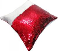 Наволочка волшебная красно-белая (40x40см, с пайетками, сатин)