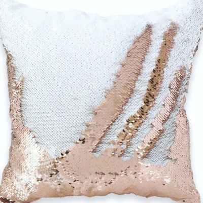 Наволочка волшебная бело-розовое золото (40x40см, с пайетками, хамелеон)