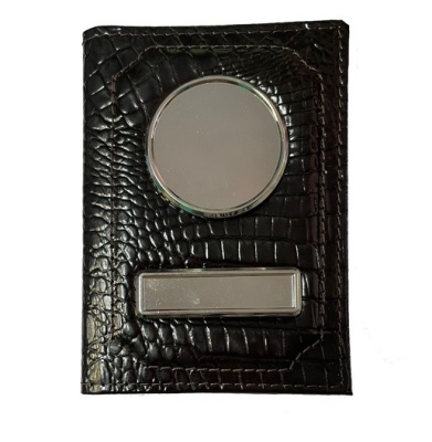 Обложка для автодокументов с линзами под вставку, натуральная кожа, кайман, коричневая