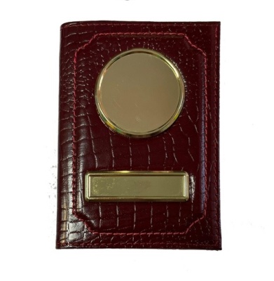 Обложка для автодокументов с линзами под вставку, натуральная кожа, кайман, бордовая