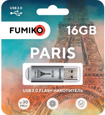 Флешка 16GB FUMIKO PARIS серебряная USB 2.0