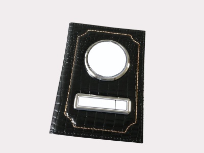 Обложка для автодокументов с линзами под вставку, натуральная кожа, крокодил, черная2