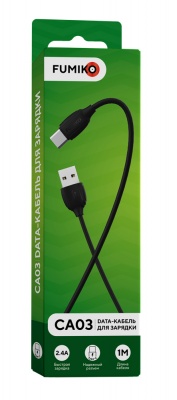 Кабель USB - USB TYPE C, FUMIKO CA03 2.4A, 1 м, черный