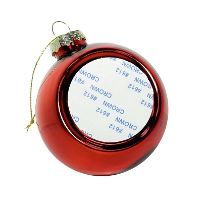 Шар елочный пластиковый D80мм, с пластиной для сублимации D50 мм (красный, в коробке)